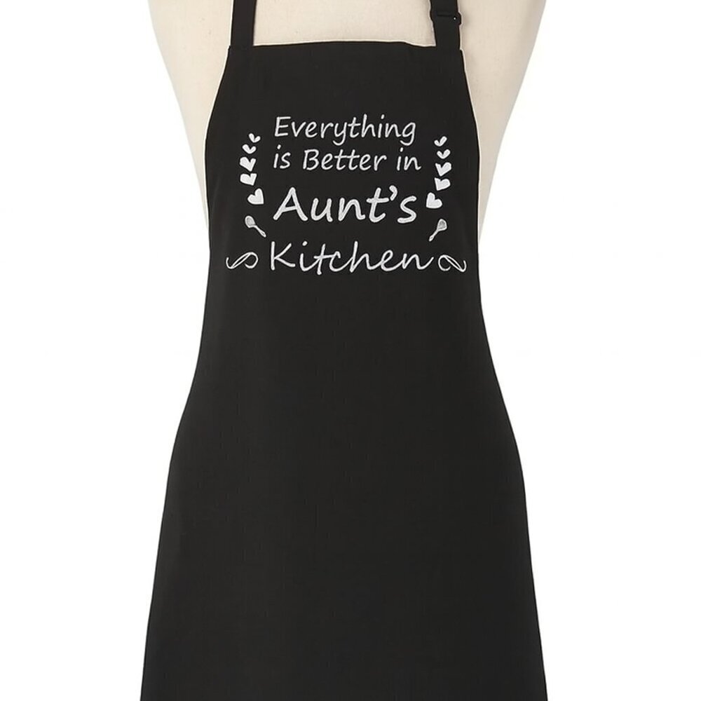 Aunt Kitchen Apron Black Graphic Novelty Cooking NWOT